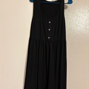 Black Sleeveless Button-Front Dress